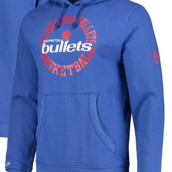 Mitchell & Ness VTG Vintage Washington Bullets Basketball Hoodie Blue Size L - Picture 1 of 8